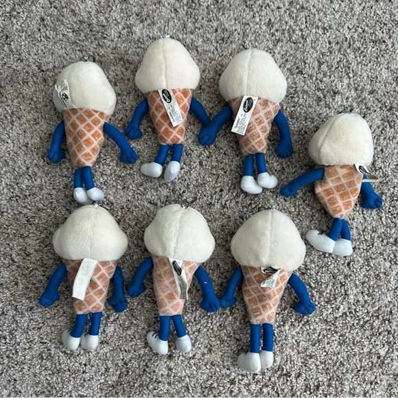 Lot 7 Culvers 1998 Scoopie Keychain 7" Plush Vanilla Ice Cream Cone Vintage - Picture 7 of 13